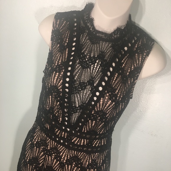 Black and Tan Lace Fringe Dress Charlotte Russe - Picture 5 of 8
